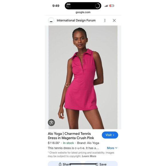 ALO Yoga Charmed Magenta Crush Tennis Dress Size Medium NEW NWT - Picture 6 of 6